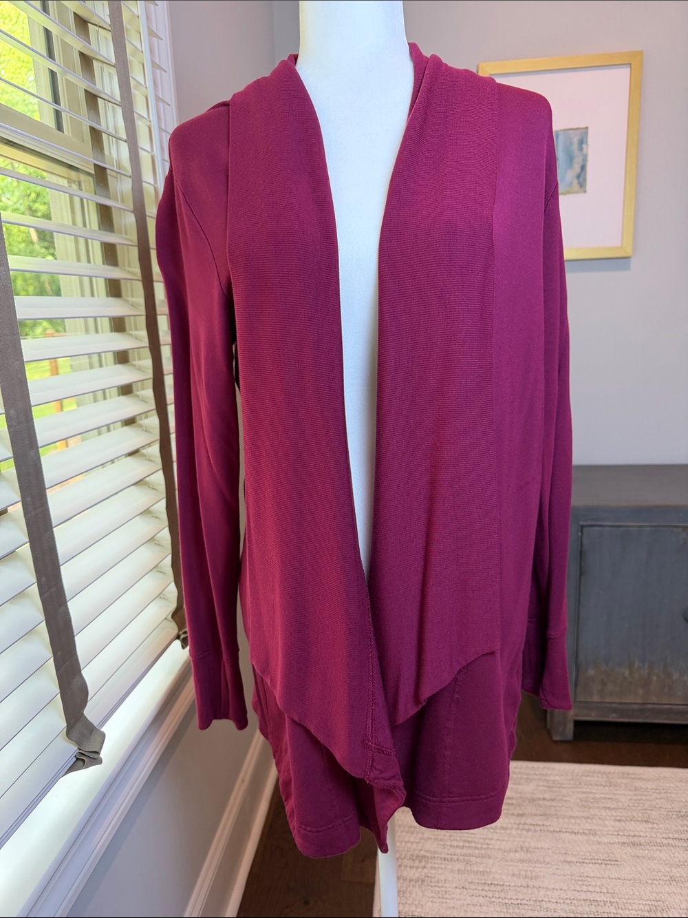 Athleta Pranayama Burgundy Draped Open-Front Wrap Cardigan. Size Small.